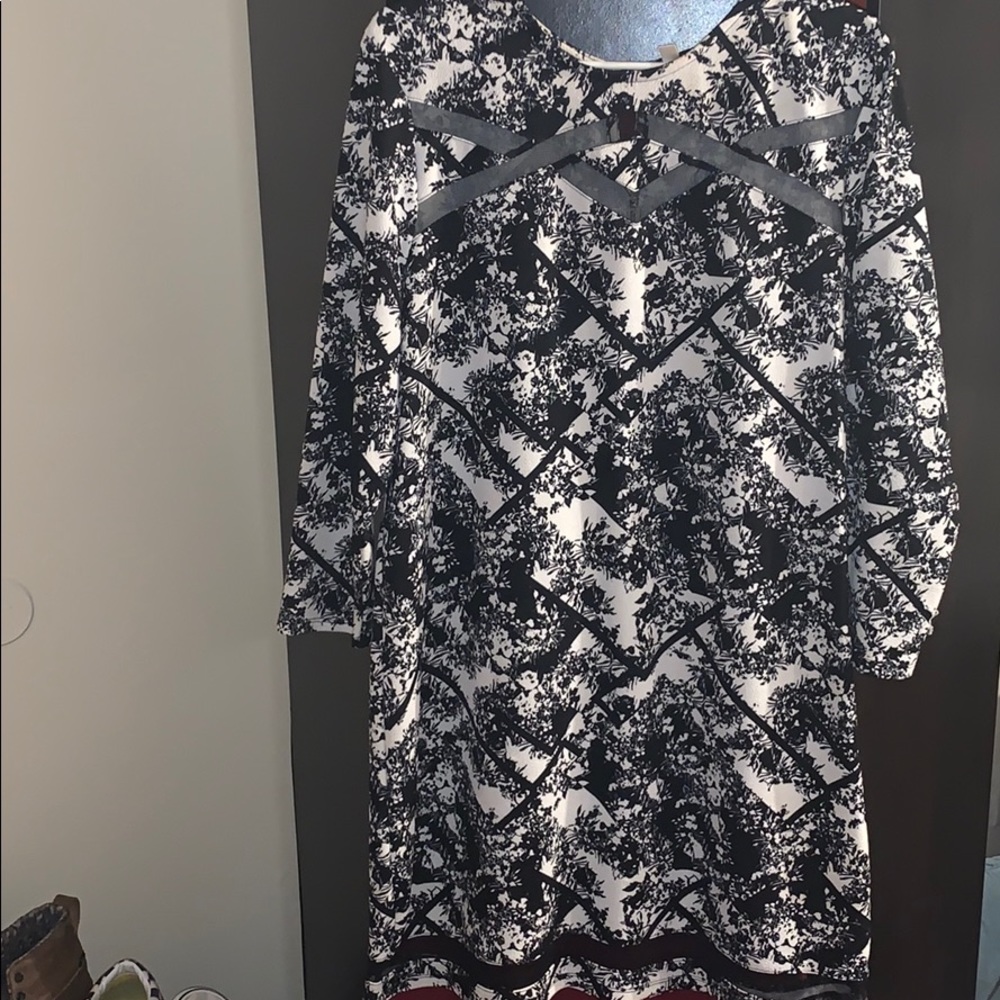 Black and white dress with mesh details